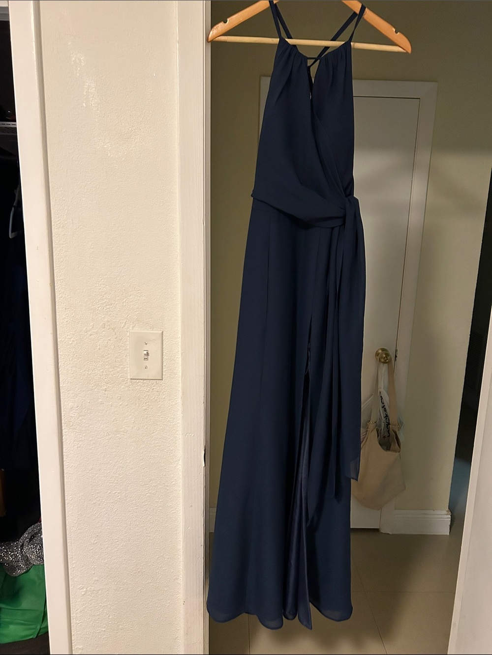 JJs House Navy Halter long dress with Sash
